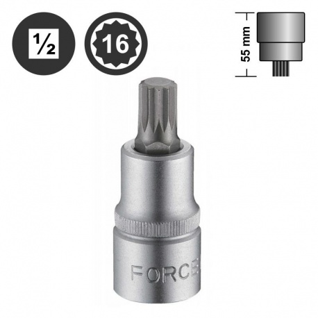 Force 34805516 1/2" spline socket bit - M16