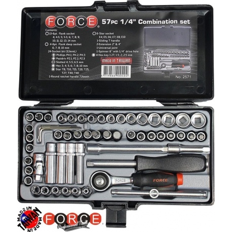 2571 1/4" Flank & Bits Socket Set - 57 pcs